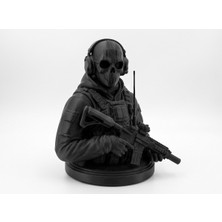 OmniPrint Studio Call Of Duty Ghost Figür Büstü 14 cm Siyah - Modern Warfare 4 Operatör Dekoratif Oyuncu Masası Aksesuarı 3D Obje