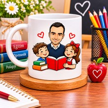 Aras Hediyelik Eşya Tasarım Atölyesi Karikatür Fotoğraflı Erkek Öğretmen Kupa Tasarımları