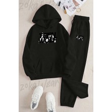 Zoka Wear Logo Dizi Teen Wolf Baskılı Siyah Kapşonlu Takım