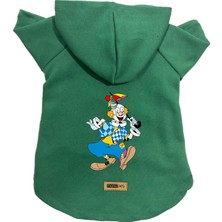 Velora Monopetz Kapişonlu Polar Sweatshirt Köpek ve Kedi Kıyafeti & Elbisesi Yeşil Palyaço L