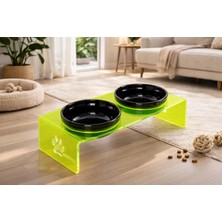 Velora Gobypet Çift Hazneli Pleksi Kedi ve Köpek Mama Kabı, Yükseltilmiş Seramik Mama ve Su Kabı, Ergonomik Tasarım, Kolay Temizlenebilir (Siyah Seramik, Yeşil Pleksi)