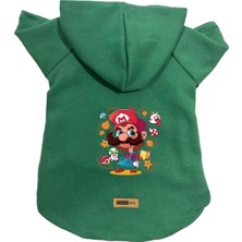 Velora Monopetz Kapişonlu Polar Sweatshirt Köpek ve Kedi Kıyafeti & Elbisesi Yeşil Mario M