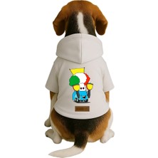 Velora Monopetz Baskılı Içi Polarlı Köpek ve Kedi Kıyafeti & Elbisesi - Beyaz Renk Kapüşonlu Hoodie B17F0, S