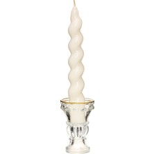 Velora Yılbaşı 2'li Twirl Glow Beyaz Şamdan Mum Seti (18 Cm)