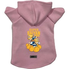 Velora Monopetz Kapişonlu Polar Sweatshirt Köpek ve Kedi Kıyafeti & Elbisesi Pembe Goku Vegeta Xs