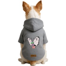 Velora Monopetz Baskılı Içi Polarlı Köpek ve Kedi Kıyafeti & Elbisesi - Gri Renk Kapüşonlu Hoodie BA303 3xl
