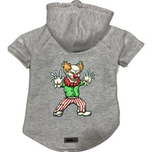 Velora Monopetz Kapişonlu Polar Sweatshirt Köpek ve Kedi Kıyafeti & Elbisesi Gri Evil Clown S