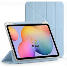 Fibaks Apple iPad 11 A16 10. Nesil 10.9 Kılıf Tri Folding Standlı Kalemlikli Kalem Bölmeli 3 Katlamalı Standlı Uyku Modlu Smart Kapak