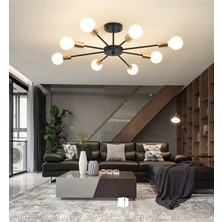 Velora Fer Avize Yıldız Model Modern Spor Model Tavan Plofonyer Salon - Mutfak - Yatak Odası 8 Li Avize (Ampulsüz)