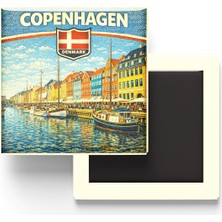 Velora Retro Danimarka Kopenhag Şehri Temalı Vintage Buzdolap Magneti – 9x9 cm