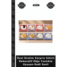 Grey Cat Özel Üretim Sürpriz Sihirli Dekoratif Obje Yastıkta Uyuyan Kedi Sesli