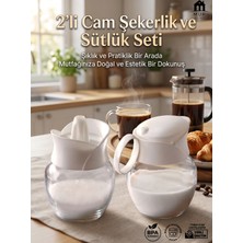 Muf Home Şekerlik ve Sütlük Seti - Pratik Kapaklı Cam Gövde Kahve Yanı Sunum Seti Kahve Sütlüğü Seti - Sosluk- BPA İçermez (2x 210ml Hacim)