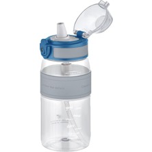 Velora Uzspace Fiftyfifty Pipetli(Isırılamaz) 440 ml Silikon Gövde Tritan Su Matarası Gri