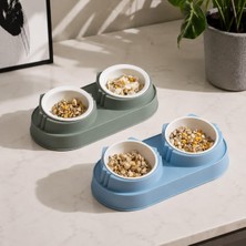 Velora Çift Kâseli Evcil Hayvan Mama Kabı Standlı Set | Karışık Renk Gönderim