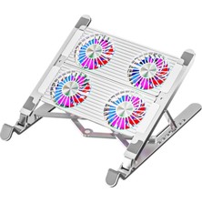 Velora Coofbe LED Işıklı Yükseklik Ayarlı Katlanabilir 4 Fanlı Notebook Laptop Soğutucu Turbo Fan Laptop Standı