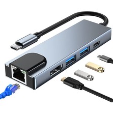 Velora Apera Tr-12 5 Port Macbook Uyumlu Hub Type-C To 4K Hdtv - RJ45 100MBPS Ethernet - 2AD Usb3.0 - Pd 20V3A Hızlı Şarj