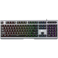 Velora Lecoo KB121 USB Kablolu Oyuncu Klavye - Makro Tuşlu, Rainbow Efektli, Mekanik Hisli Sessiz, Membran Gaming Türkçe Q Klavye Metalik Gri
