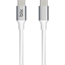 Velora Bix BX200CC 100W 5gbps E-Mark Çipli Type-C To Type-C Yüksek Hızlı Şarj ve Data Kablosu 2 Metre Beyaz iPhone Mi Huawei Uyumlu