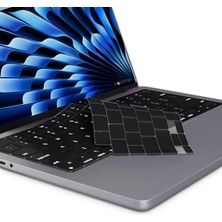Velora Novstrap MacBook Air 15 Inç ile Uyumlu Klavye Koruyucu Kılıf, Türkçe Q Siyah, Ultra Ince Silikon Keyboard Cover, M2 M3 M4 M5 (A2941 A3114 A3241 A3448)