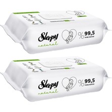 Velora Sleepy Islak Havlu Mendil 90 Yaprak Natural Yenidoğan 2 Li Set 180 Yaprak Plastik Kapaklı