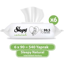 Velora Sleepy Natural Islak Bebek Havlusu 6X90 (540 Yaprak)