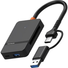 Velora MT84 8in1 Multi Girişli Cf Kart Okuyucu Mac iPhone 15 16 Uyumlu Otg Telefon Type-C 5gbps Veri Aktarımı (MT84 Multi (Type-C ve USB Girişli))