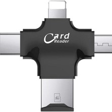 Velora Apera Gn-24 Otg 4 In 1 Micro USB Flash Disk Type C Mikro Sd Kart Okuyucu Ios iPhone Android (Siyah)