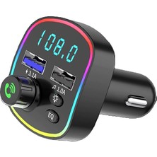 Alyron Store Rgb Renkli Fm Transmitter Mp3 Çalar Bluetooth 5.3 Çakmaklık Hızlı Şarj Aleti (Rgb LED Işıklı Bt 5.0)