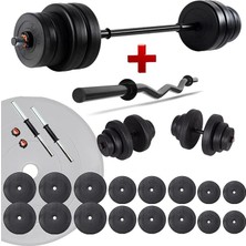 Alyron Store 108 kg Z Bar Halter Seti ve Dambıl Seti Ağırlık Fitness Seti