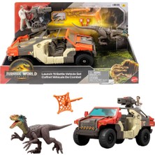 Velora Mattel Jurassic World: Yeniden Doğuş Aracı, 1 Insan Figürü ve 1 Dinozor Figürü, Launch 'n Battle-Truck, Martin Yengeç Figürü ve Dinozor, Silah ve 2 Mermi, JGB59