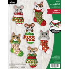 Velora Bucilla, Paws & Whiskers, Keçe Aplike 6 Parça Süs Yapma Seti, Tatil Kendin Yap Sanatları ve El Sanatları Için Mükemmel, 89701E
