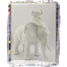 Velora Anne Yavru Fil Biblosu, Dekoratif Heykel, Soyut Tasarım, Plastik Malzeme, 17 cm