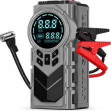 Velora Orret Home 8000 Mah Şarjlı Hava Kompresörü Dijital Lastik Şişirme Pompası Akü Takviye Powerbank LED El Feneri Type-C Araç Bisiklet Top Havuz Için Kompresör