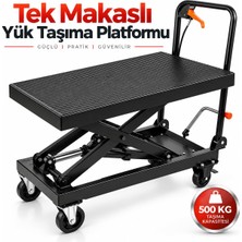 Velora 500 kg Hidrolik Tek Makaslı Yük Taşıma Platformu Ağır Yük Kaldırma Arabası Depo Atölye Tipi
