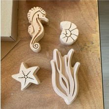 Velora Arkaik Craft Denizaltı Teması Ahşap Baskı Kalıbı Kumaş Baskı Kendin Yap Set