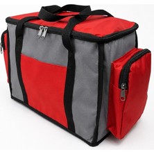 Alyron Store Yalıtımlı Piknik Soğutucu Çanta, 20 Lt, Yan Cepli, Taşıma Askılı, Orta Boy, (Kırmızı-Gri)