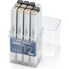Velora Copic Classic Marker Wg 12-Er Set W0, W1, W2, W3, W4, W5, W6, W7, W8, W9, G10, 0, Gri