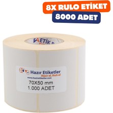 Velora Pp Opak Etiket 70MM x 50MM Ruloda 1000 Adet Toplam 8000 Adet 8 Rulo 40MM Kuka Çapında Yırtılmaya Dayanıklı Etiket