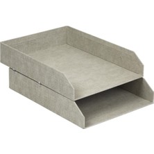 Velora Bıgso Box Of Sweden Hakan 2'li Set Evrak Rafı, Çalışma Masası Için, Mektuplar, Belgeler Vs. Için Istiflenebilir Bölmeler – Keten Görünümlü Kağıt Elyaf Levhadan Düzenleme Sistemi – Bej
