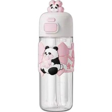 Velora Vagonlife Panda Figürlü Pipetli Suluk 600ML