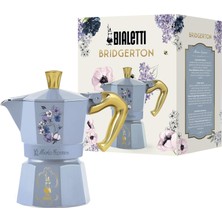 Velora Bialetti - Moka Express Bridgerton: 3 Cups Ocak Üstü Espresso Pişirici - 130ML - Mavi Renk - Alüminyum Gövde - Patentli Güvenlik Valfi - Tüm Ocak Türleri Için Uygundur (Indüksiyon Hariç)