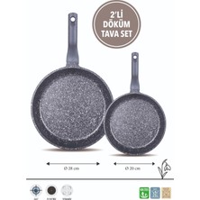 Velora Fms D3007 Döküm Granit 2'li 20-28 cm Tava Seti