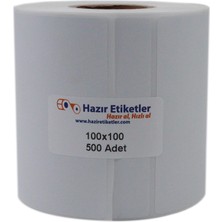Velora Hazır Etiketler , Hazır Al Hızlı Al Lamine Termal Etiket 100MM x 100MM Ruloda 500 Adet 40MM Kuka Çapında Direk Termal Transfer Etiketi