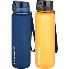 Velora Uzspace 2'li Tritan Matara Seti 1000 ml Büyük Boy 14 Farklı Renk Seçeneği Fiftyfifty Lacivert-Turuncu