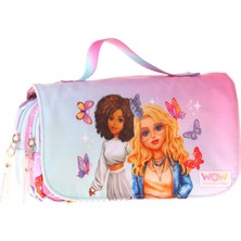 Velora Wow Generation Taşıma Askılı Kız Çocuk Butterfly Baskılı Şık Kalem Çantası (Turkuaz - Pembe) - W6077