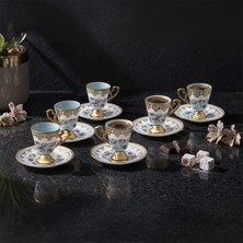 Velora Aryıldız Constella 12 Parça 6 Kişilik Kahve Fincan Takımı Mavi 90 ml