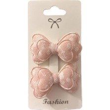 Velora Gidego Accessories Ikili Kelebek Fiyonk Toka, Pembe, Stil-1
