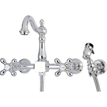 Velora Kingston Brass KS1261AXBS Heritage Bridge Mutfak Bataryası, Cilalı Krom