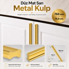 Velora Özen 768 mm 76.8 cm Düz Mat Sarı Mobilya Kulp Uzun Çekmece Dolap Kapak Kulpu Modern Metal Tasarım