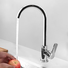 Velora BADEM10 Polo Uzun Kuğu Batarya Krom Lavabo Banyo Mutfak Musluğu Musluk Mermer Tezgah Üstü Çift Su Giriş Evye